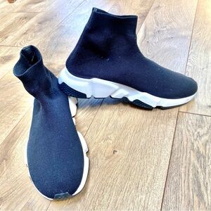 BALENCIAGA Black Sock Booties Graffiti Sneakers